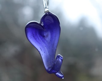 Ribbon Heart Glass Ornament, Any Color, Valentines Day, Sweetheart, Mothers Day, Birthday, Anniversary, Hand Blown, Gifts for Her, LGBT