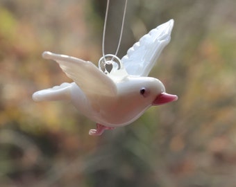White Dove Glass Ornament, Turtledove, Mourning-dove, Glass Dove Ornament White Pigeon Gift Glass White Peace Dove Starry Night Glass Art