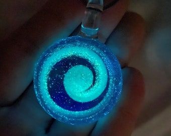 P Glass Memorial Pendant "Celestial Sky" Glow in the Dark Glowing Celestial Memorial Pendant Handmade Glass Pendant Keepsake Memorial Arts