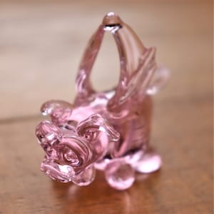 Cute &quot;When Pigs Fly&quot; Pink Glass Ornament | Pink Wing Piggy Glass Holiday Ornament |  Handmade Blown Glass Small Pig Figurine | Holiday Art