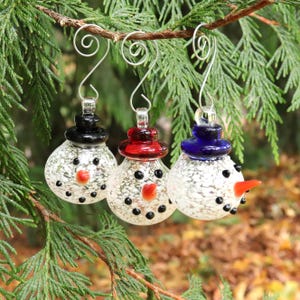Frosty Snowman Glass Ornament Whimsical Handblown Glass Holiday Ornament Christmas Tree Gift Ideas Best Seller Starry Night Glass Art