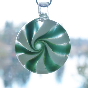 Starlight Mint Candy Ornament Green & White Hand-Blown Glass Ornament, Starlight Swirl Ornament, Christmas Gift Idea, Starry Night Glass Art