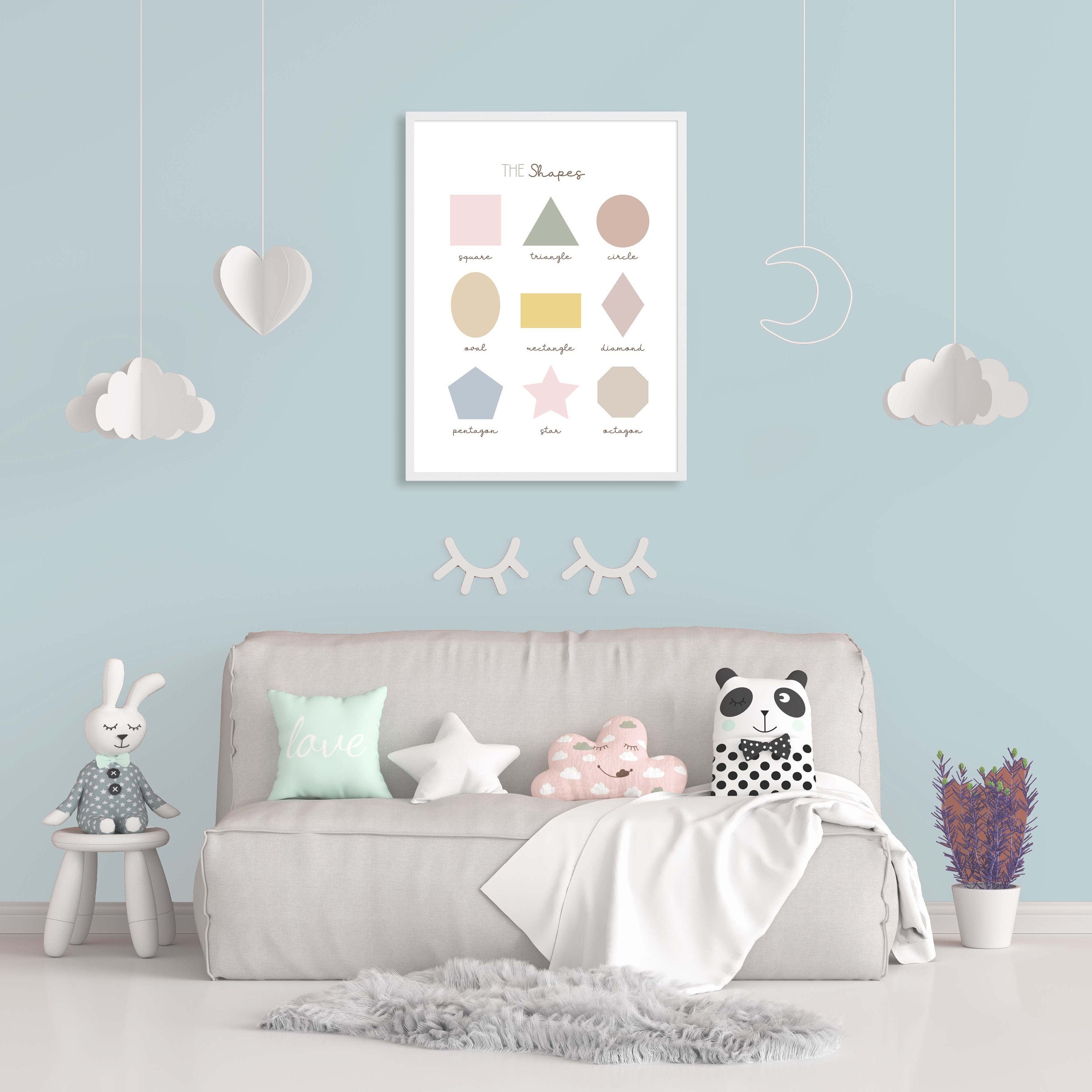 Pastel Shapes Nursery Wall Art Printable Baby Decor Baby Etsy UK