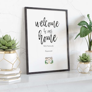 Wifi Password Sign, Wifi Printable, Wifi Sign Download, Wifi Password Printable, DIY, Customize in Canva