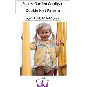 Stickmönster - Mönster med blommig kofta för flickor i DK-stil - I 4 storlekar 1-2, 2-3 och 3-4, 4-5 år - PDF-mönster