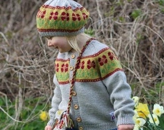 GIRLS Hand KNITTED Flower Cardigan - Pure Merino Wool - Available sizes Birth to 6 years - In 5 colours