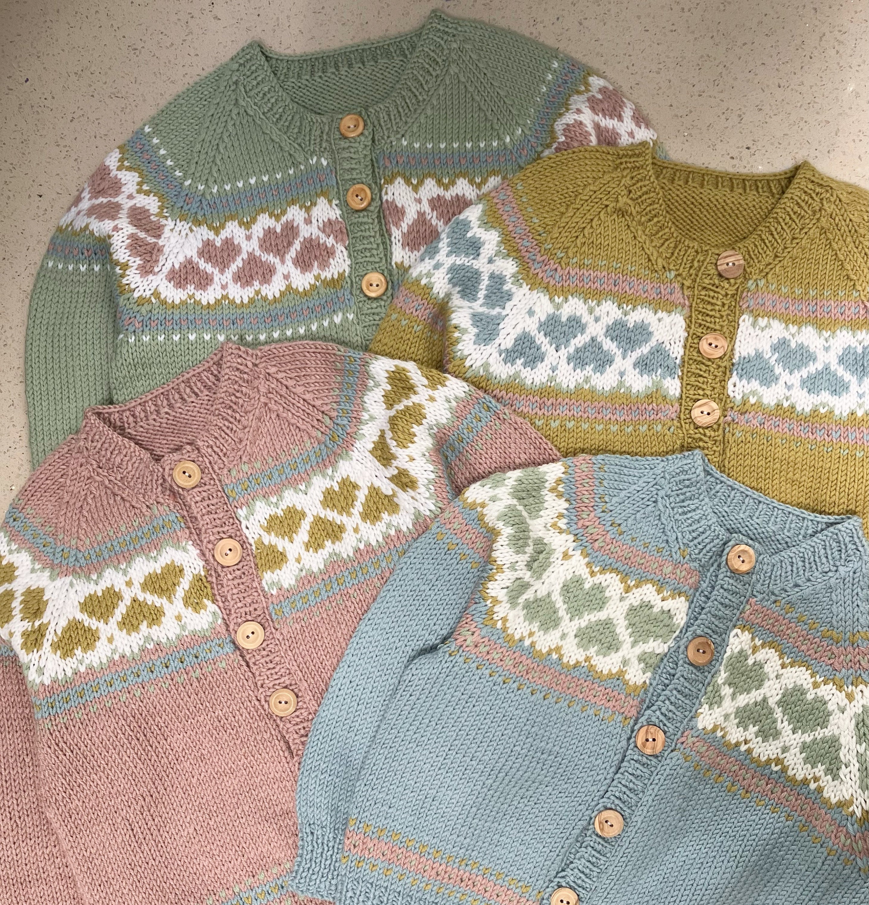 GIRLS Hand KNITTED Hearts Cardigan - Pure Merino Wool - Available Sizes ...