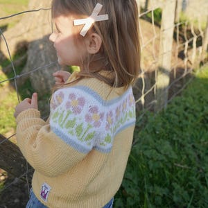 GIRLS Hand KNITTED Flower Cardigan - Pure Merino Wool - Available sizes Birth to 6 years - In 5 colours