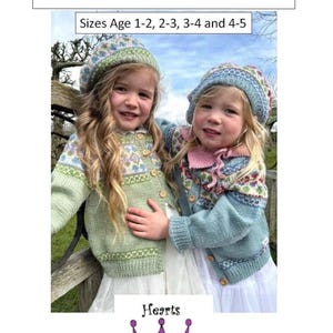 TIGGY Knitting Pattern - Girls DK Fair Isle Cardigan Pattern - In 4 Sizes 1-2, 2-3 & 3-4, 4-5 years - PDF Pattern