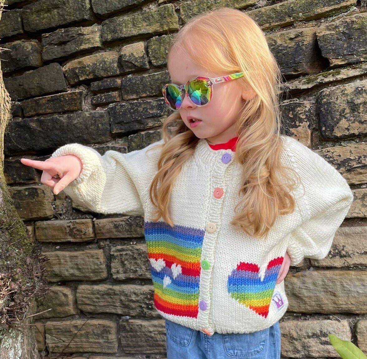 Girls rainbow cardigan deals