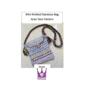 Strickanleitung - Mädchen Gestrickte Regenbogen Tasche - Aran Weight Yarn - PDF Anleitung