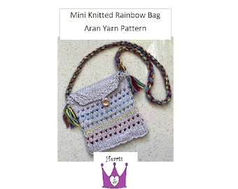 Knitting Pattern - Girls Knitted Rainbow Bag - Aran Weight Yarn - PDF Pattern