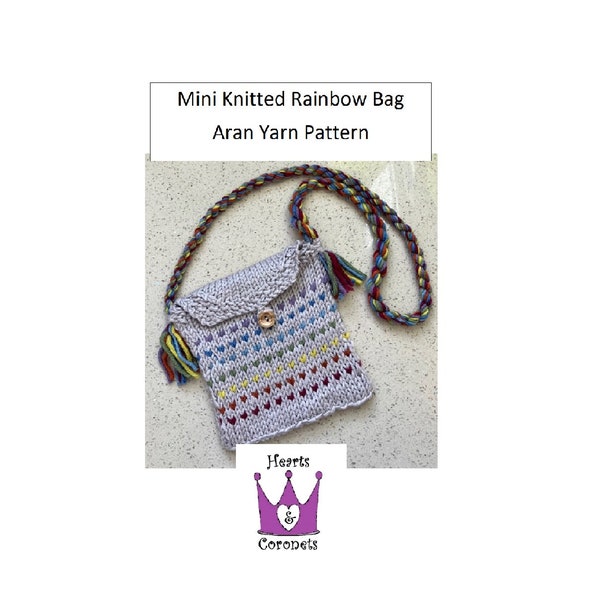 Knitting Pattern - Girls Knitted Rainbow Bag - Aran Weight Yarn - PDF Pattern