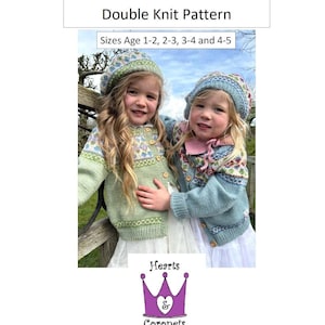 TIGGY Knitting Pattern - Girls DK Fair Isle Cardigan Pattern - In 4 Sizes 1-2, 2-3 & 3-4, 4-5 years - PDF Pattern