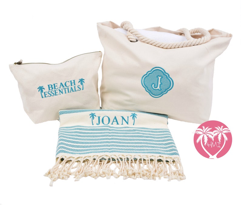 Personalized Beach Bag with Custom Turkish Towel and Beach ...