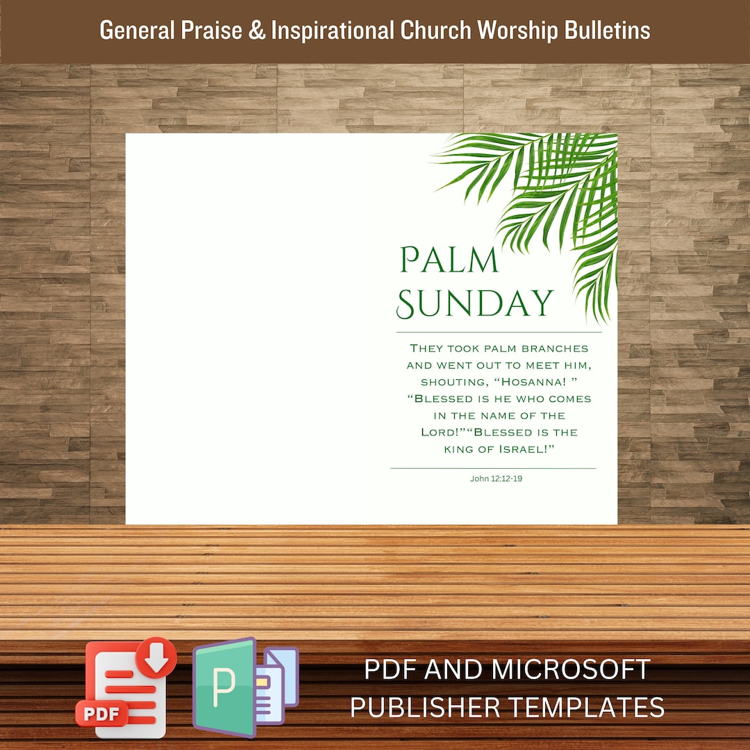 Palm Sunday Church Bulletin Cover for Worship Service Church Supplies ...