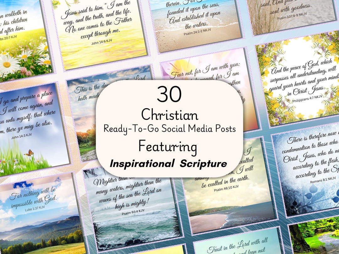30 Social Media Instagram & Facebook Posts, Christian Graphics Bundle ...
