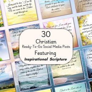 30 Social Media Instagram & Facebook Posts, Christian Graphics Bundle for Church or Personal Ministry, Inspiring Bible Scriptures Posts