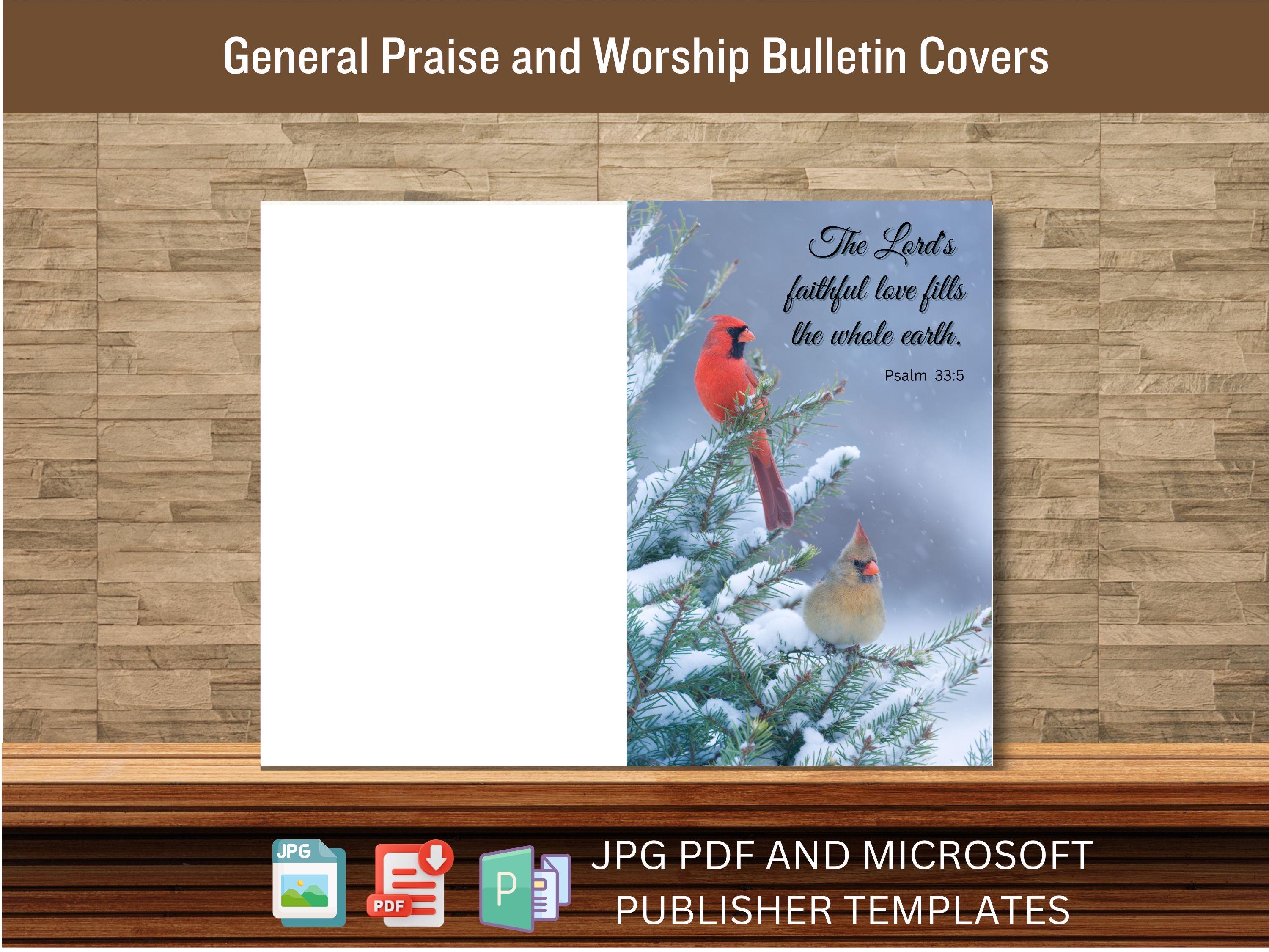 Printable Praise and Worship Winter Nature Church Bulletin Cover and ...