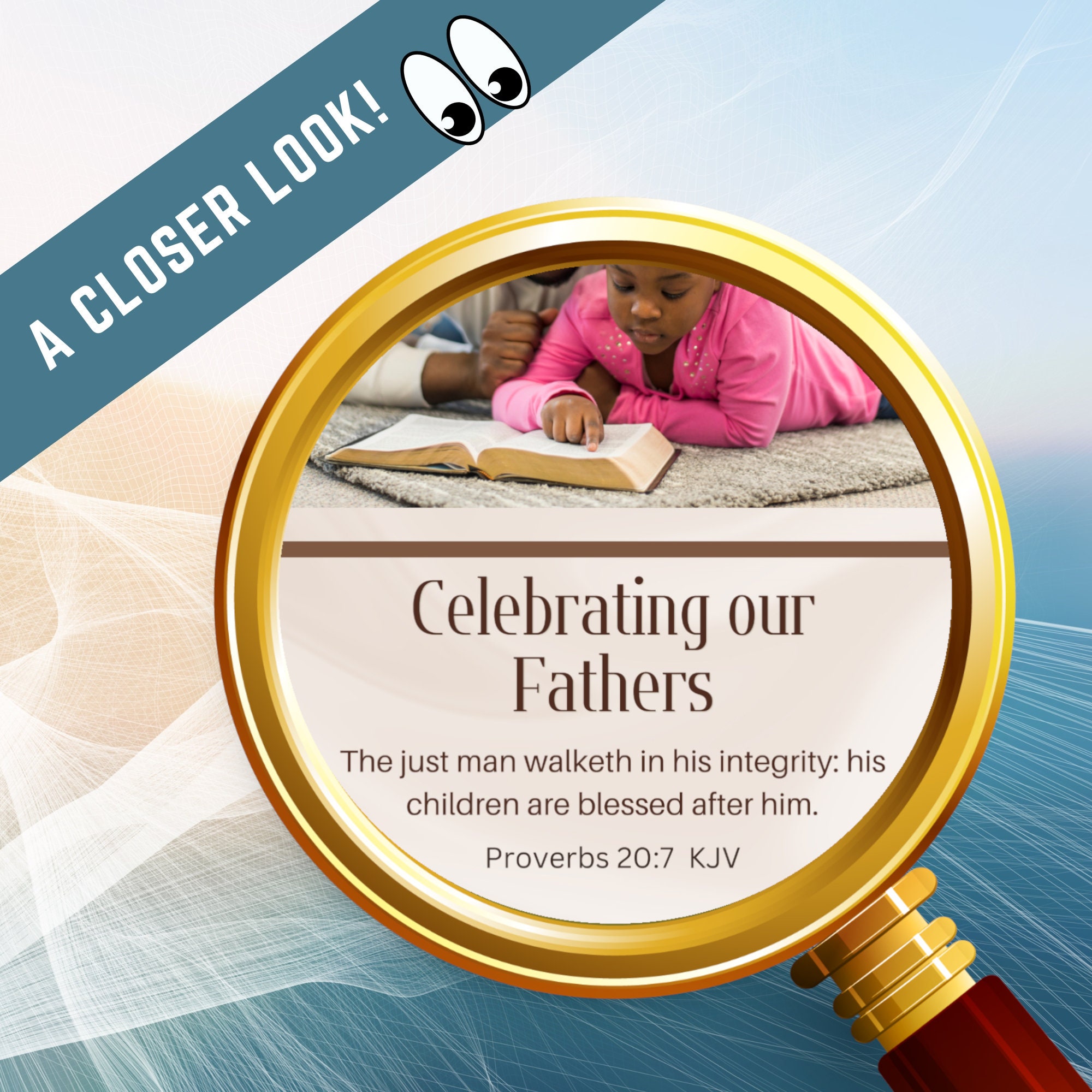 Father's Day Church Bulletin Cover Art, Proverbs 20:7 KJV, the Just Man ...