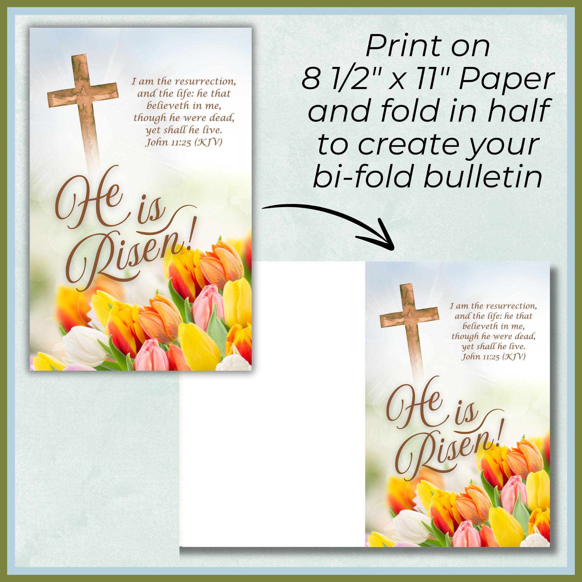 Easter Sunday He is Risen Church Bulletin Cover Art, Resurrection Day ...