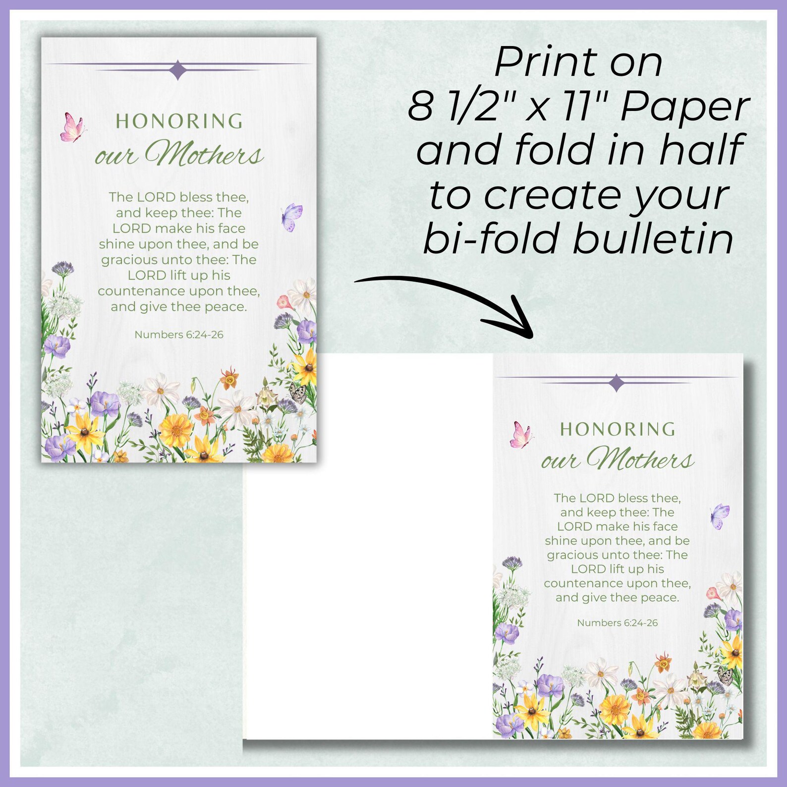 Mother's Day Church Bulletin Cover Art, Numbers 6:24 the Lord Bless You ...