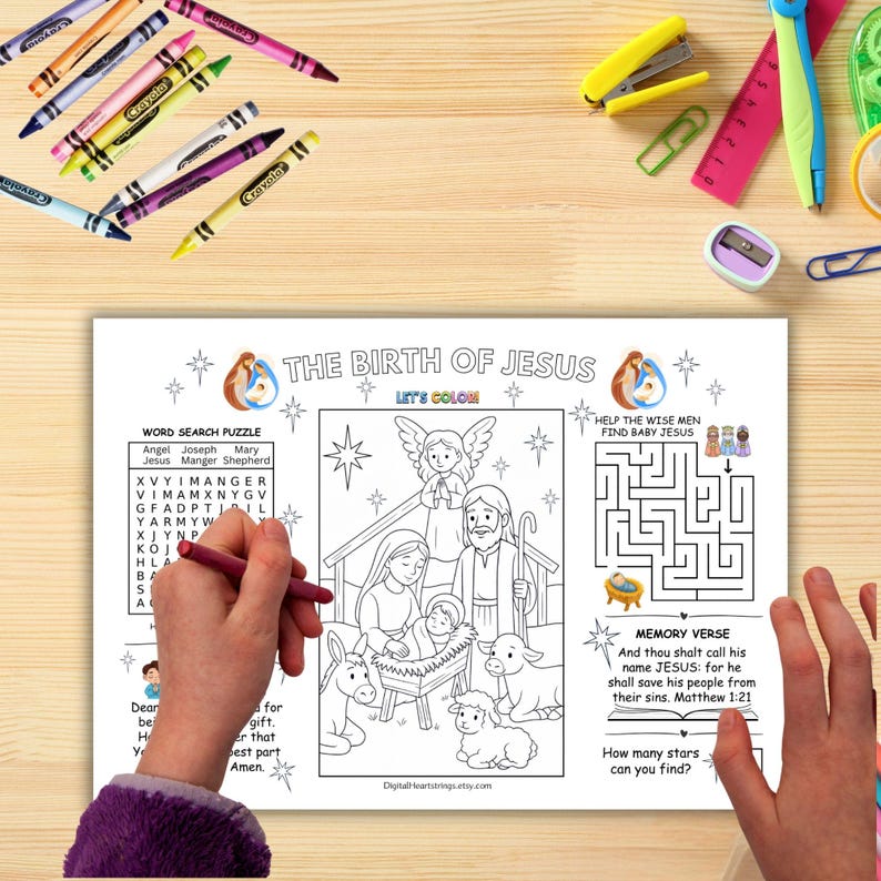 Christmas Bible Activity Page for Kids – Birth of Jesus | Children’s ...