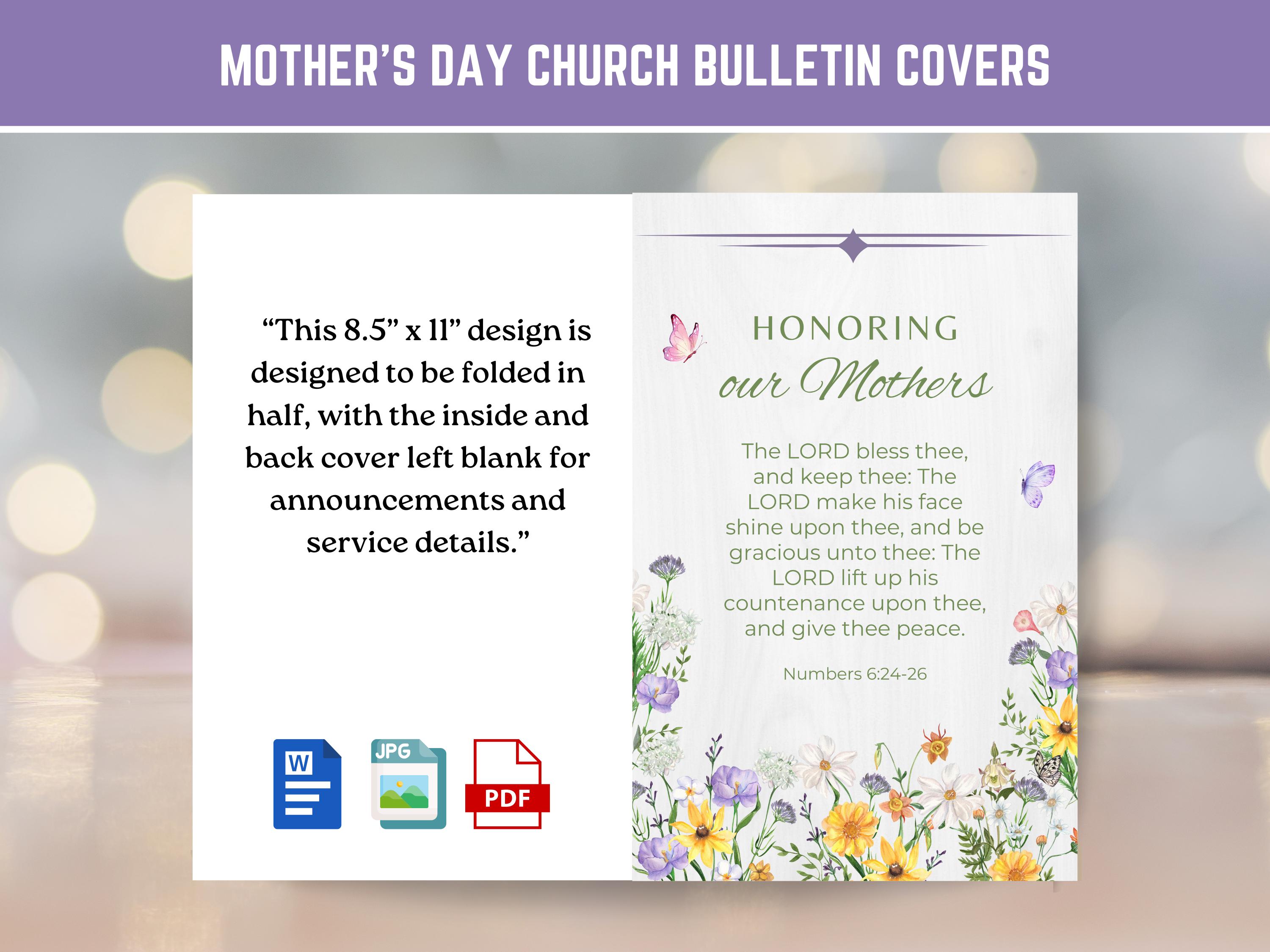 Mother's Day Church Bulletin Cover Art, Numbers 6:24 the Lord Bless You ...