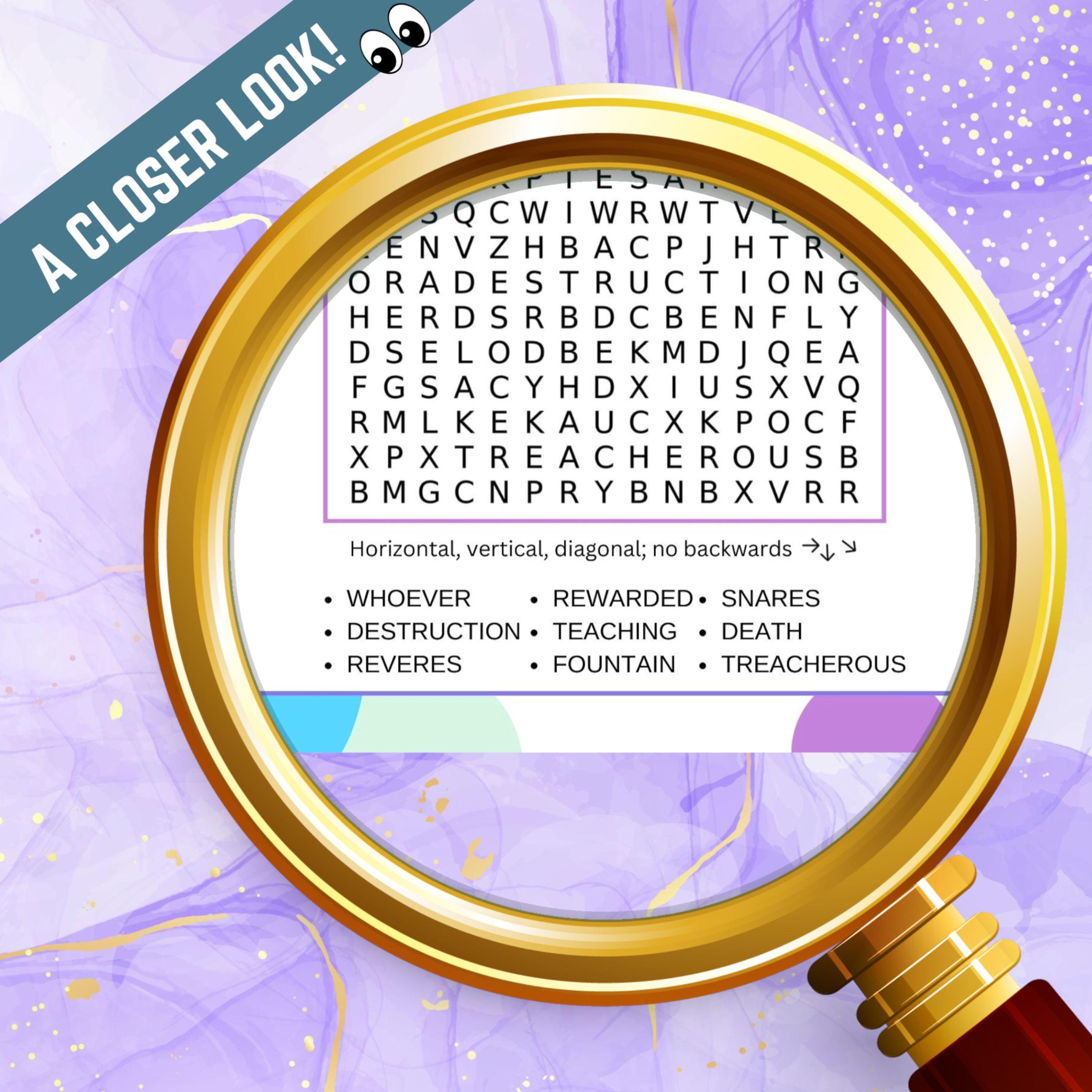 Set of 12 Printable Bible Verse Word Search Puzzles, Book of Proverbs ...
