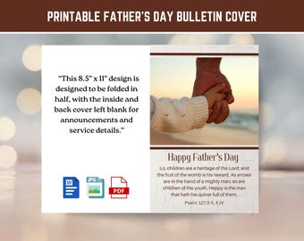 Fathers Day Church Bulletin Cover Art Psalm 127:3-5, Happy is the Man that Hath his Quiver Full, 11x8.5 Bi-folded Instant Digital Download