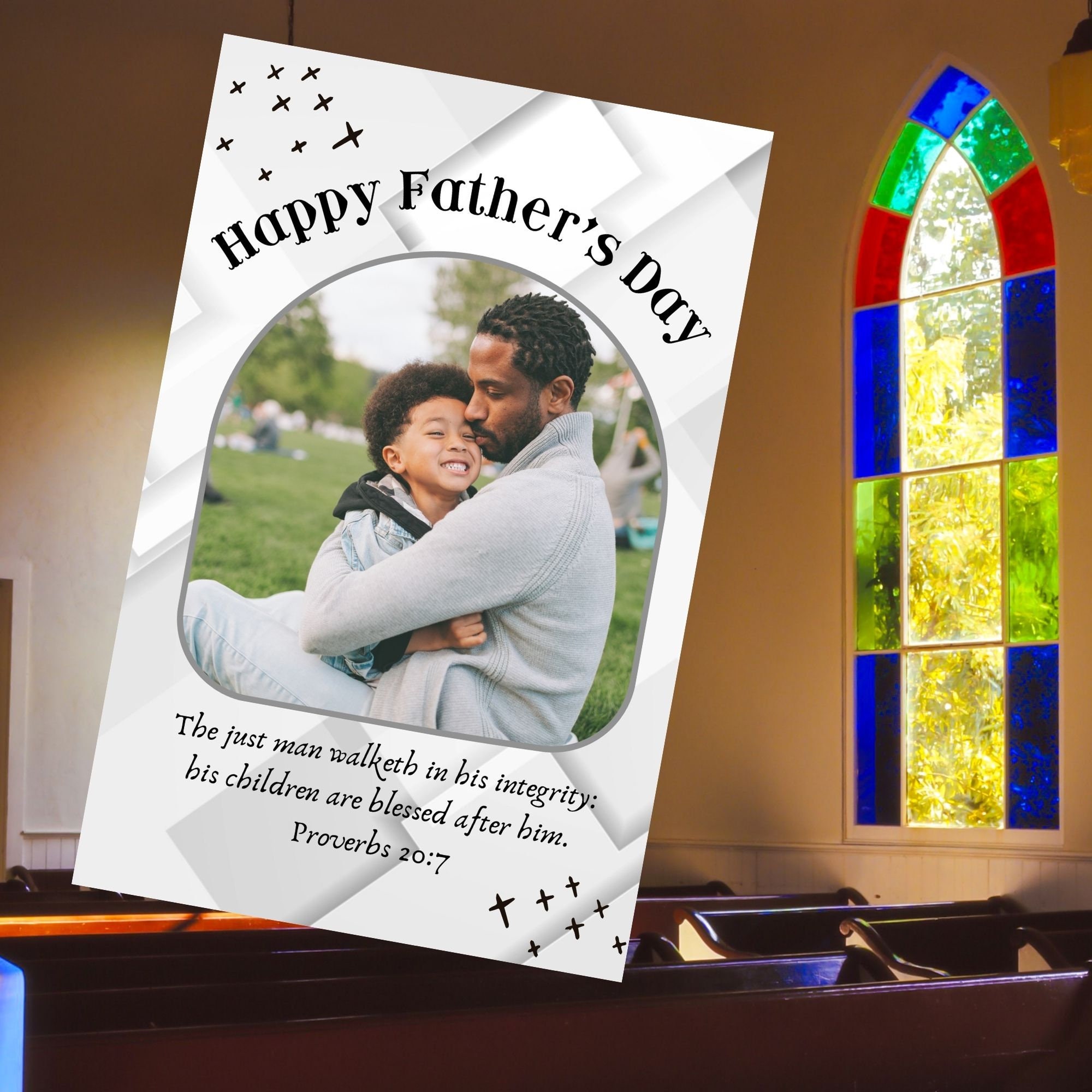 Fathers Day Church Bulletin Program Cover Features Proverbs 20:7 His ...