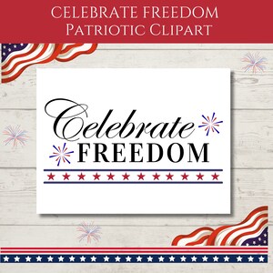 Célébrez la liberté patriotique 4 juillet Clipart lot de 2 : 1 clipart autonome 2, fond de drapeau américain, PNG | formats JPG 300 DPI, usages multiples