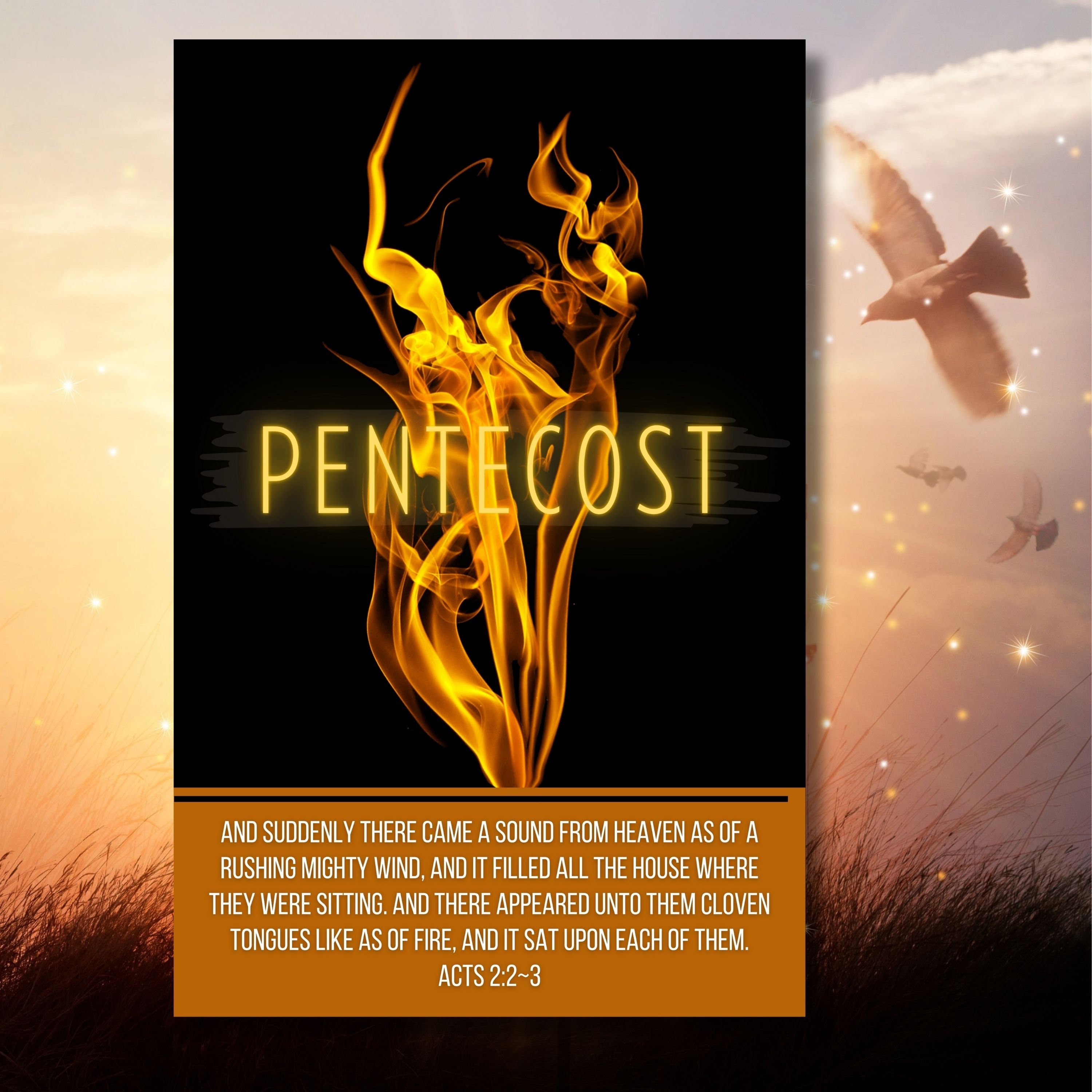 Pentecost Sunday Church Bulletin Cover and Template Tongues of Fire ...