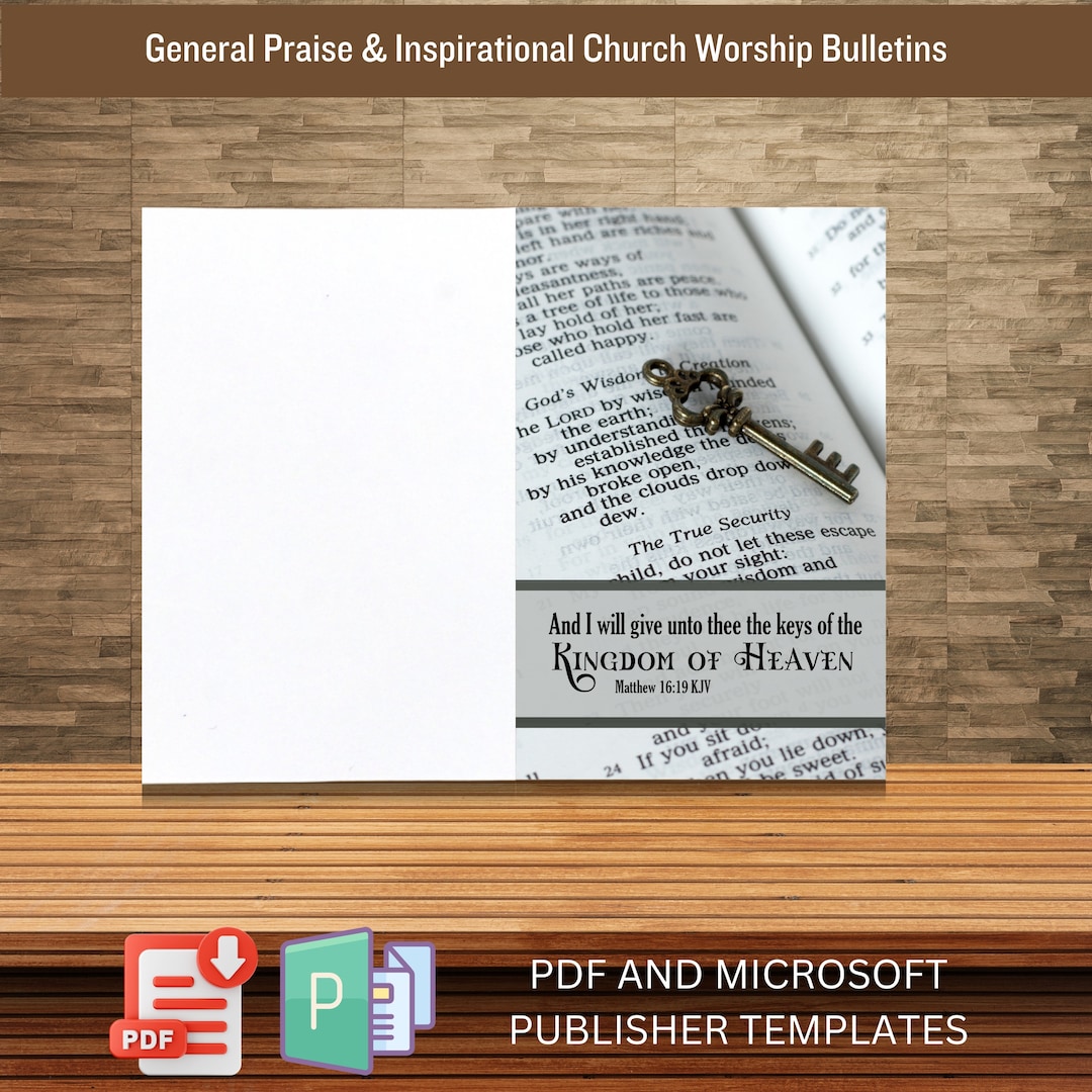 Worship Church Bulletin Cover, Keys to Kingdom of Heaven, Matt. 16:19 ...