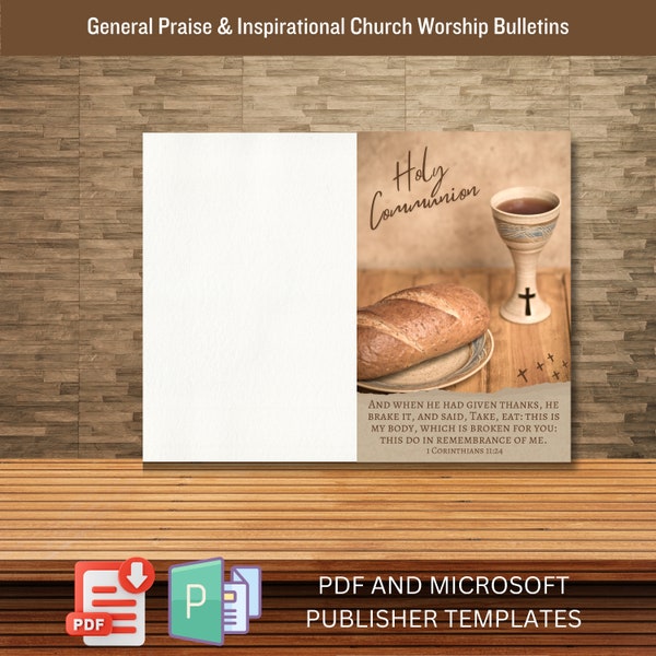 Church Bulletin Cover and Template Features Do This in Remembrance of Me 1 Cor 11:24 Holy Communion & General Worship Church Art Supplies