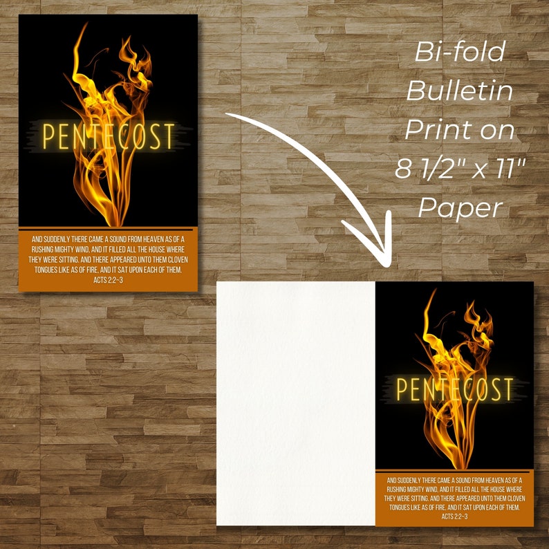 Pentecost Sunday Church Bulletin Cover and Template Tongues of Fire ...