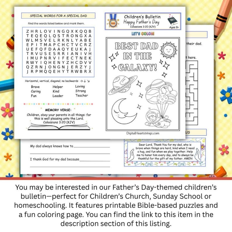 Father's Day Church Bulletin Cover Art, Proverbs 20:7 KJV, the Just Man ...