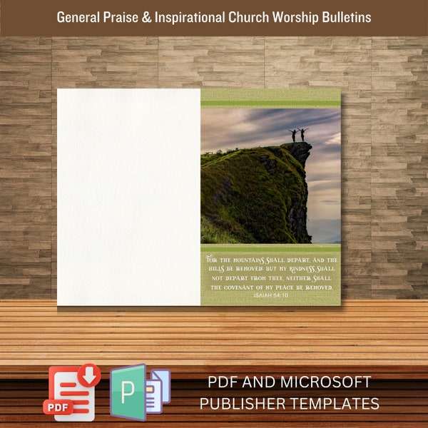 General Worship Church Bulletin Cover & Template Bible Study Isaiah 54:10 Gods Enduring Love JPG PDF and PUB Religious Supplies and Clip Art