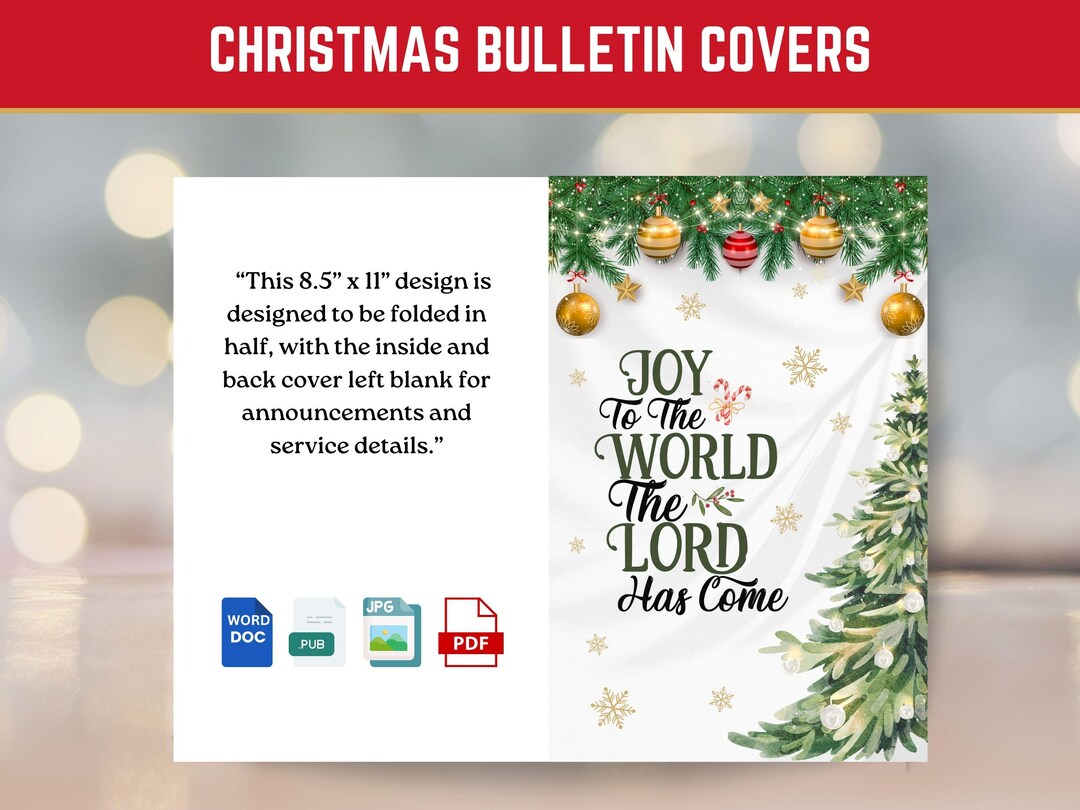 Printable Christmas Church Bulletin or Program Cover Template Bi-fold ...