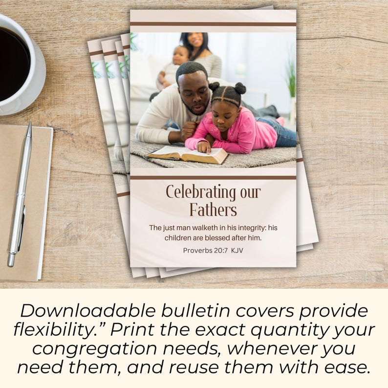 Father's Day Church Bulletin Cover Art, Proverbs 20:7 KJV, the Just Man ...