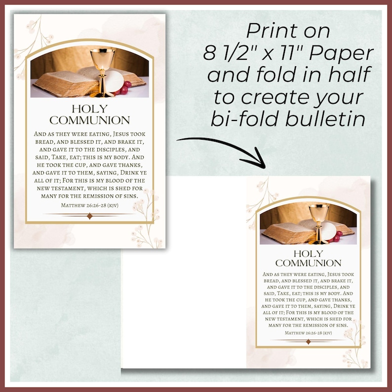 Holy Communion Church Bulletin Cover Art, Verse Matthew 26:26-28 Jesus ...