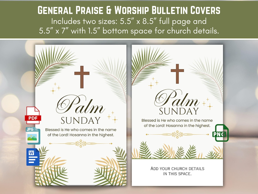 Palm Sunday Church Bulletin Art Cover, Holy Days Easter Services ...
