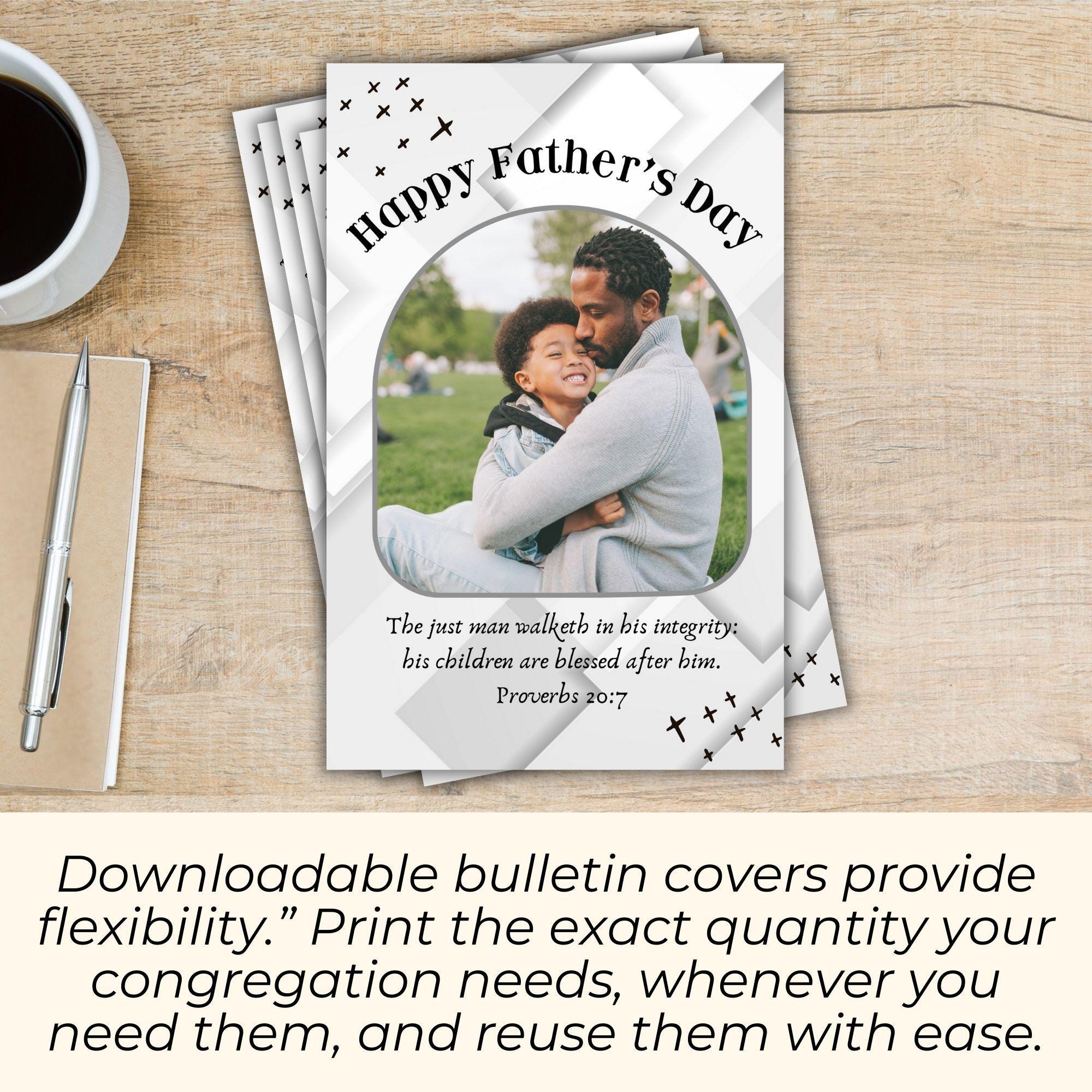 Fathers Day Church Bulletin Program Cover, Proverbs 20-7, Theme: the ...