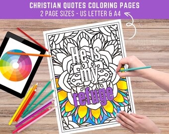 Printable Inspirational Bible Verse Coloring Page Bundle, 12 Pages of Christian Quotes for Prayer, Relaxation, Adults & Creative Activities