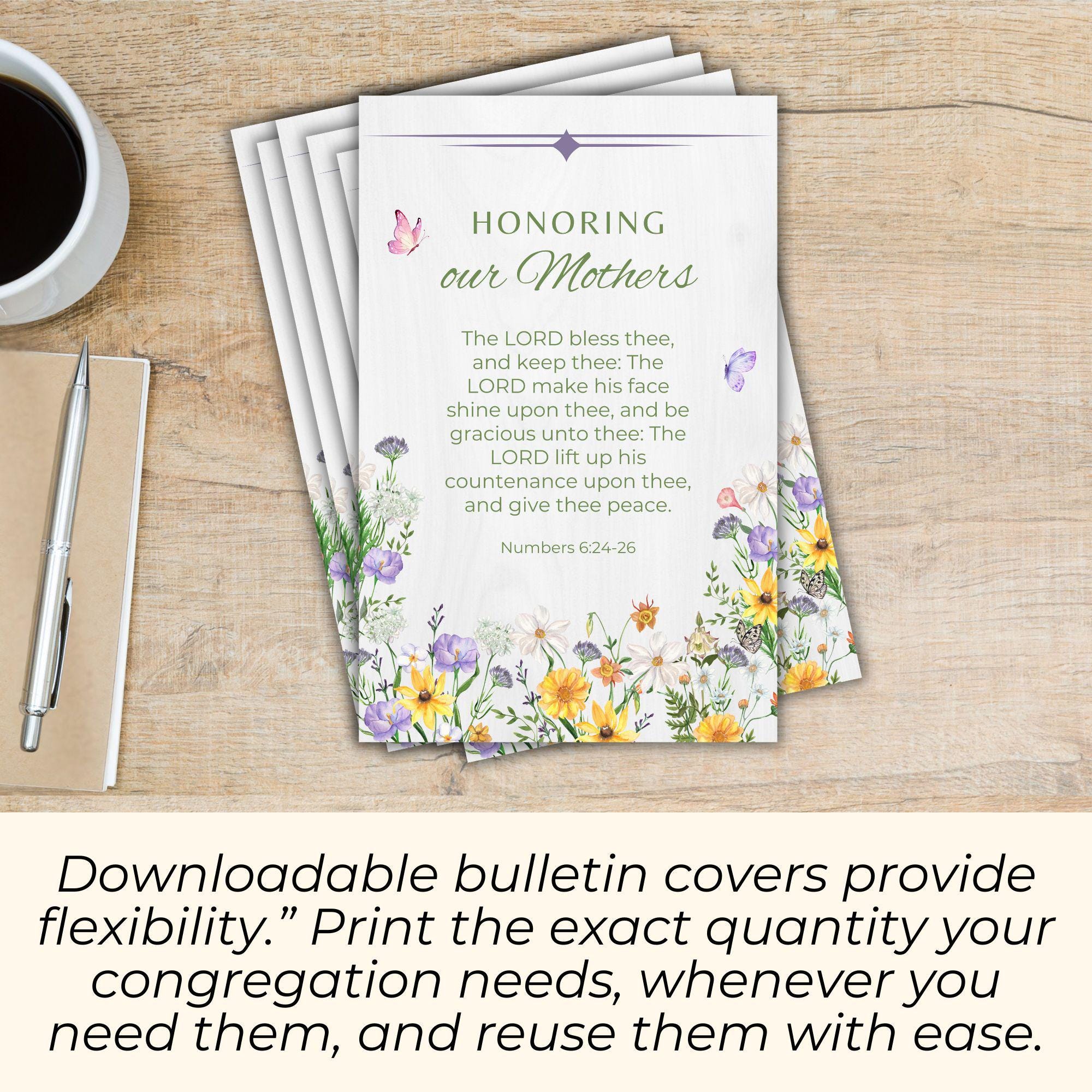 Mother's Day Church Bulletin Cover Art, Numbers 6:24 the Lord Bless You ...