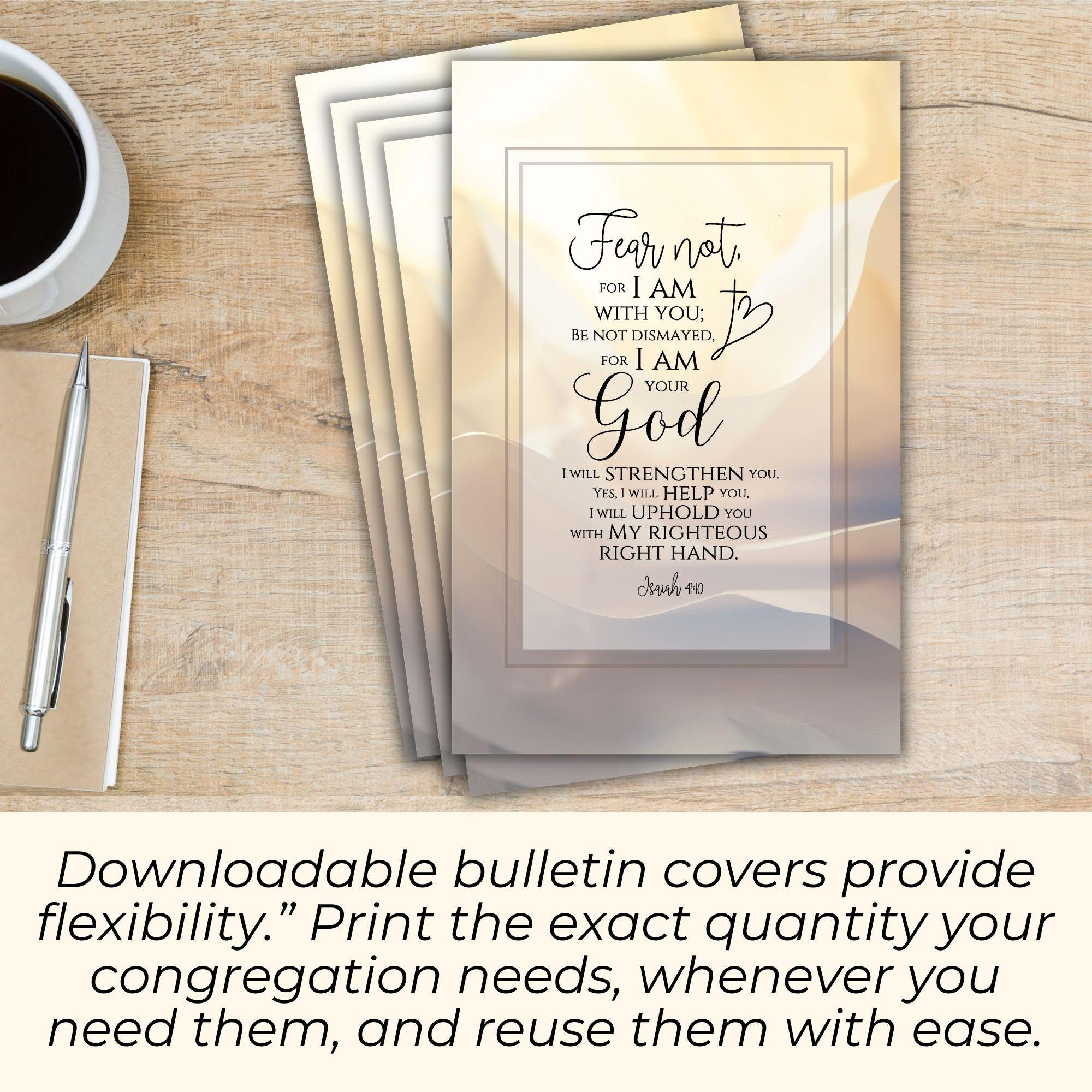 Christian Church Worship Program Bulletin Cover Clip Art, Isaiah 41:10 ...