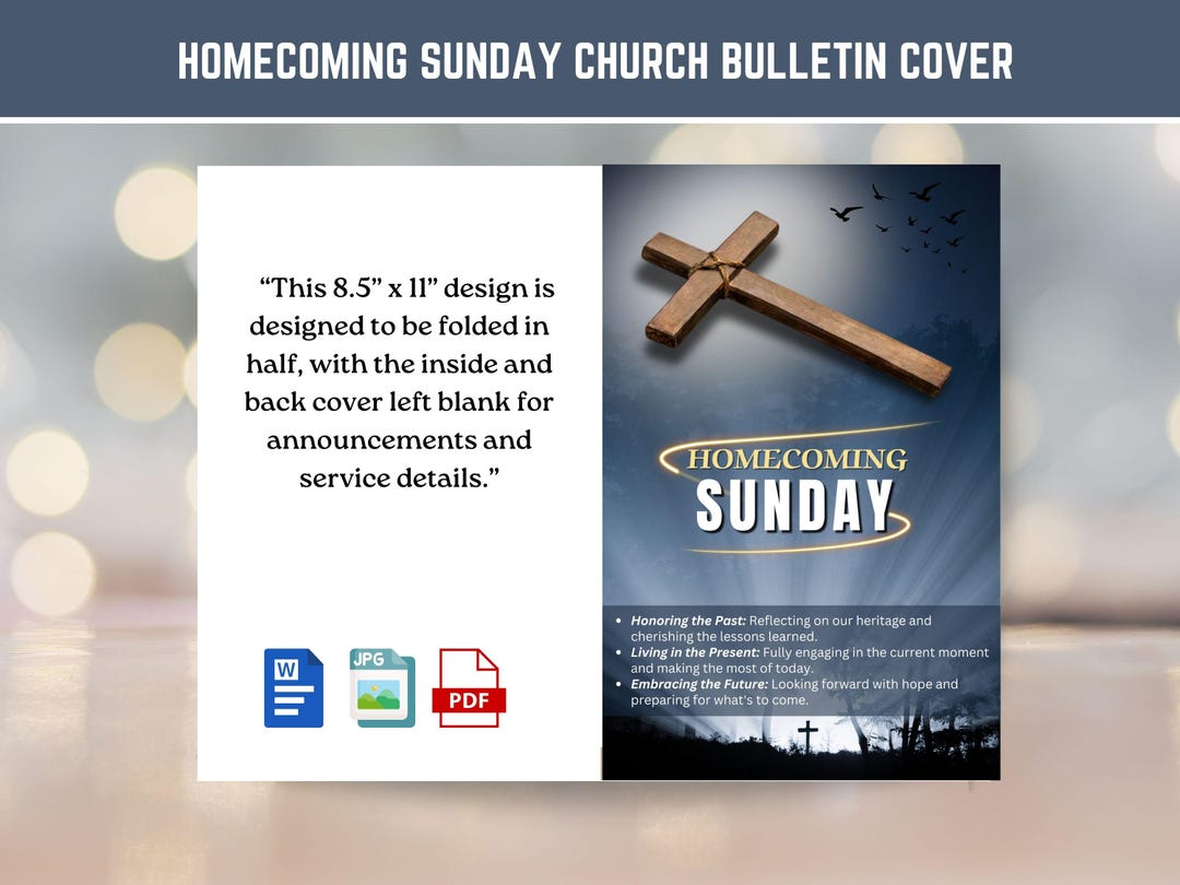 Printable Homecoming Sunday Church Bulletin Cover, Honoring Past ...