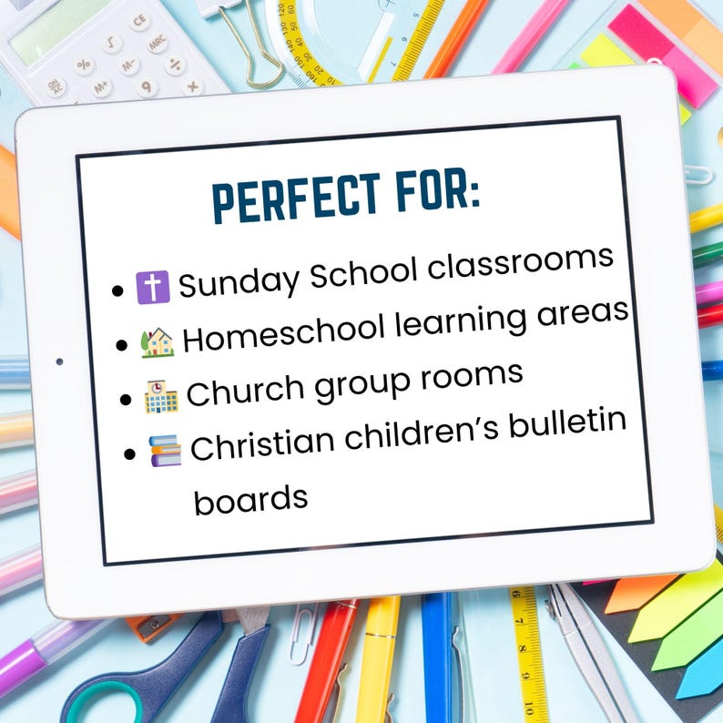 Set of 6 Bible Verse Christian Poster Wall Art for Sunday School ...