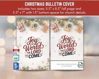 Printable Christmas Holiday Event Program Church Bulletin Cover Art, Joy to the World the Lord Has Come, Digital Download, 8.5x11 Bi-Fold