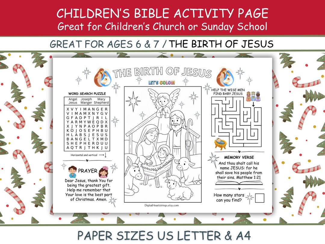 Christmas Bible Activity Page for Kids – Birth of Jesus | Children’s ...